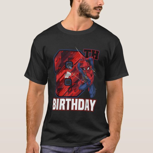 マーベルスパイダーマンくもの巣スイング8誕生日 Tシャツ (正面)