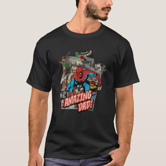 マーベルスパイダーマンアメージングパパ父の日 Tシャツ (正面)