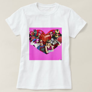 マーベルバレンタインのグループショットハートマッシュアップT-S Tシャツ