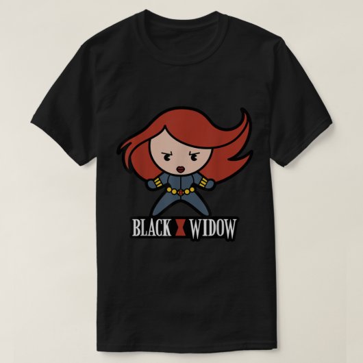マーベルブラックウィドウかわいいかわいいロゴスタンスグラフィック Tシャツ (デザイン正面)