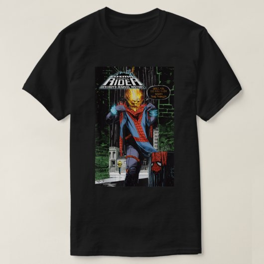 マーベル幽霊ライダーがマーベルを破壊漫画B Tシャツ (デザイン正面)