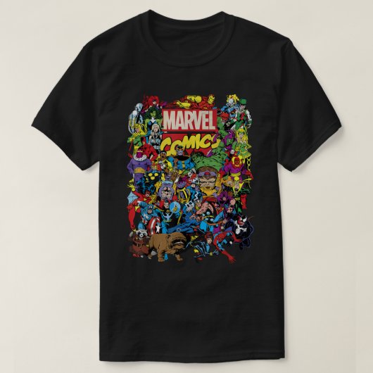 マーベル漫画ズHeroesグループショットグラフィックTシャツT- Tシャツ (デザイン正面)