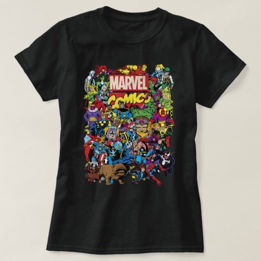 マーベル漫画ズHeroesグループショットグラフィックTシャツT- Tシャツ (デザイン正面)