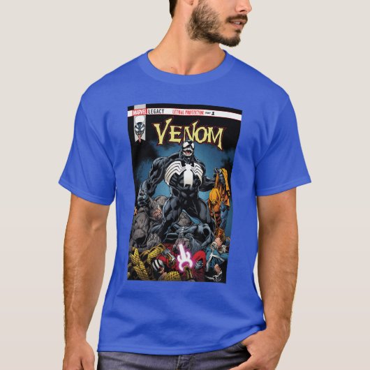 マーベル・ベノム・致命的な大乱闘コミックカバーの友達 Tシャツ (正面)