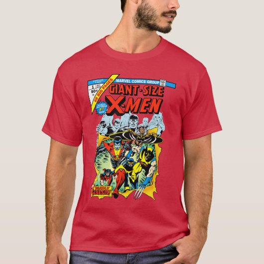 マーベル X-Men ジャンボサイズ X-Men レトロコミックブックカバー Tシャツ (正面)
