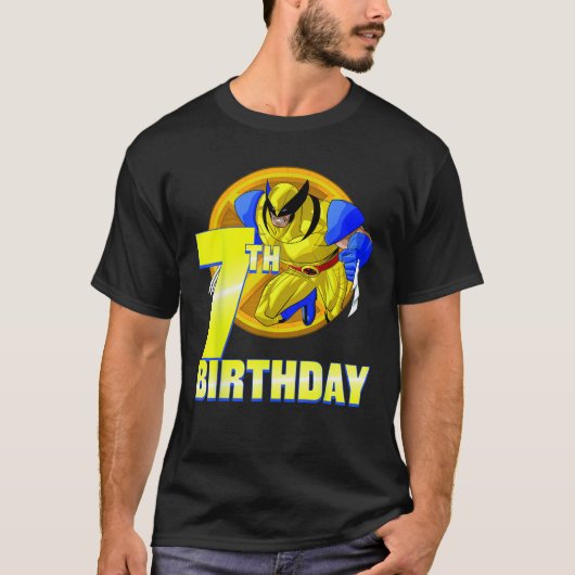 マーベルXメンズウォルベリーヌ第7誕生日バッジ Tシャツ (正面)