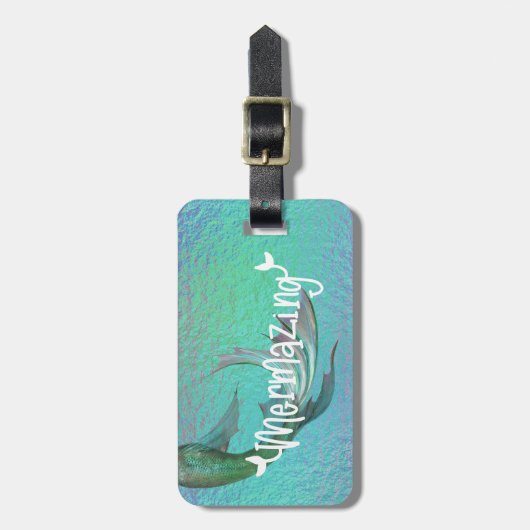 マーマかわいらしイズ人魚の尾の虹色 ラゲッジタグ (正面縦)