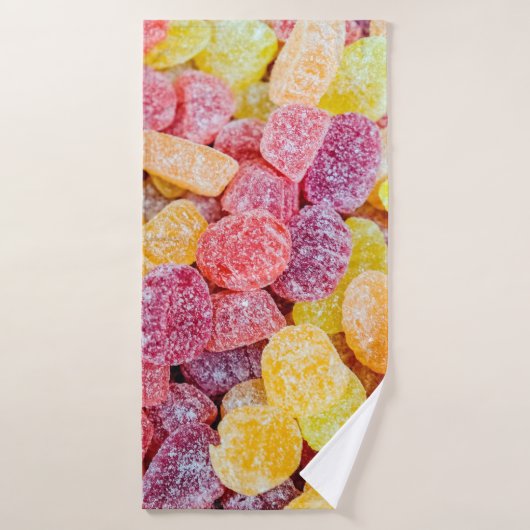マーマレードキャンディーイエローとオレンジゼリーの装飾 バスタオル (バスタオル)