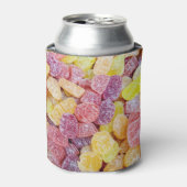 マーマレード飴：黄色のオレンジ色の背景。 缶クーラー (缶正面)