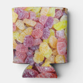 マーマレード飴：黄色のオレンジ色の背景。 缶クーラー (裏面)