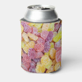 マーマレード飴：黄色のオレンジ色の背景。 缶クーラー (缶裏面)