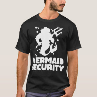 マーマンおもしろいマーメイドセキュリティスイミングビーチ Tシャツ
