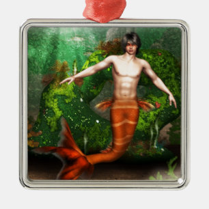 マーマンの水泳のオーナメント メタルオーナメント