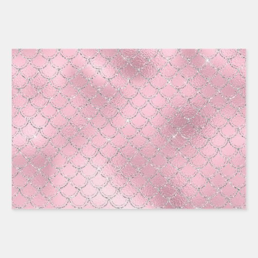 マーメかわいらしドはかりで測グリッターパープルブルー ラッピングペーパーシート (正面3)