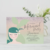 マーメかわいらしドフェイクグリッター誕生日招待状 招待状 (スタンド正面)