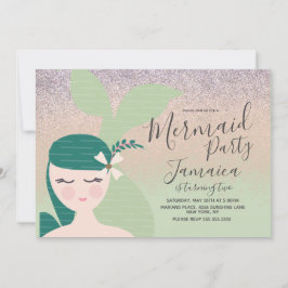 マーメかわいらしドフェイクグリッター誕生日招待状 招待状
