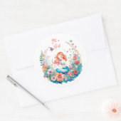 マーメかわいらしードガールの赤ちゃんシャワー女の子 ラウンドシール (封筒)