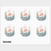 マーメかわいらしードガールの赤ちゃんシャワー女の子 ラウンドシール (シート)