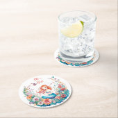 マーメかわいらしードガールの赤ちゃんシャワー女の子 ラウンドペーパーコースター (インサイチュ)