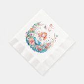 マーメかわいらしードガールの赤ちゃんシャワー女の子 縁ありランチョンナプキン (角)