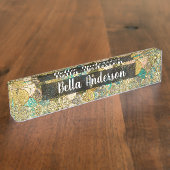 マーメはかりで測ド数々のカラーグリッターグラムトレンディー デスクネームプレート (側面)