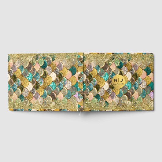 マーメはかりで測ド数々のカラーグリッターグラムパーティー ゲストブック (全面)