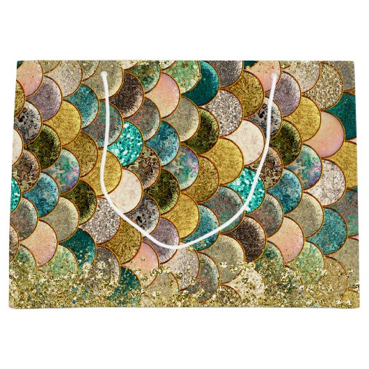 マーメはかりで測ド数々のカラーグリッターグラムパーティー ラージペーパーバッグ (正面)