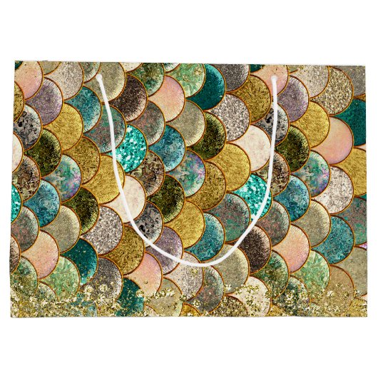 マーメはかりで測ド数々のカラーグリッターグラムパーティー ラージペーパーバッグ (裏面)