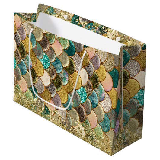 マーメはかりで測ド数々のカラーグリッターグラムパーティー ラージペーパーバッグ (正面アングル)