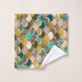 マーメはかりで測ド数々のカラーグリッターグラムモダン バスタオルセット (ウォッシュタオル)