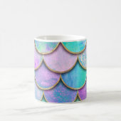 マーメはかりで測ド：水彩波パターン。 コーヒーマグカップ (中央)