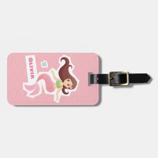 マーメイかわいらしドガールトパーソナライズされたラベル ラゲッジタグ (正面横)