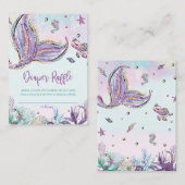 マーメイドおむつラッフルチケットインサートベビーシャワー エンクロージャーカード (正面/裏面)
