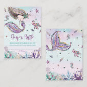 マーメイドおむつラッフルチケットインサートベビーシャワー エンクロージャーカード (正面/裏面)