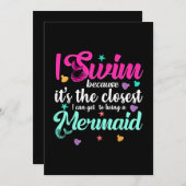 マーメイドおもしろいスイミング引用文女性と女の子ギフト 招待状 (正面/裏面)