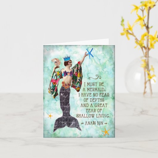 マーメイドおもしろい引用文ノテカードアナイニン カード (黄色い花)