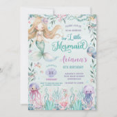 マーメイドお洒落アンダーザシープール誕生日 招待状 (正面)