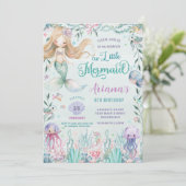 マーメイドお洒落アンダーザシープール誕生日 招待状 (スタンド正面)