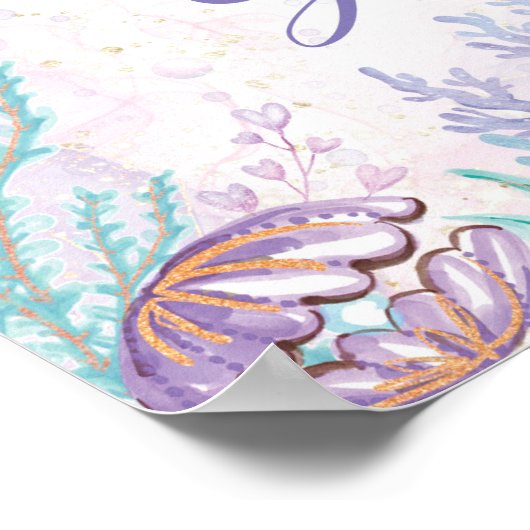 マーメイドお洒落カードとギフトパーティーのサイン ポスター (角)