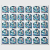 マーメイドお洒落ガールバースデーパーティー ラッピングペーパー (フラット)