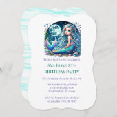 マーメイドお洒落ガールバースデーパーティー 招待状 (正面/裏面)