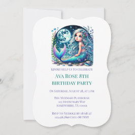 マーメイドお洒落ガールバースデーパーティー 招待状