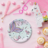 マーメイドお洒落ザシーマーキャット誕生日 ペーパープレート (パーティー)