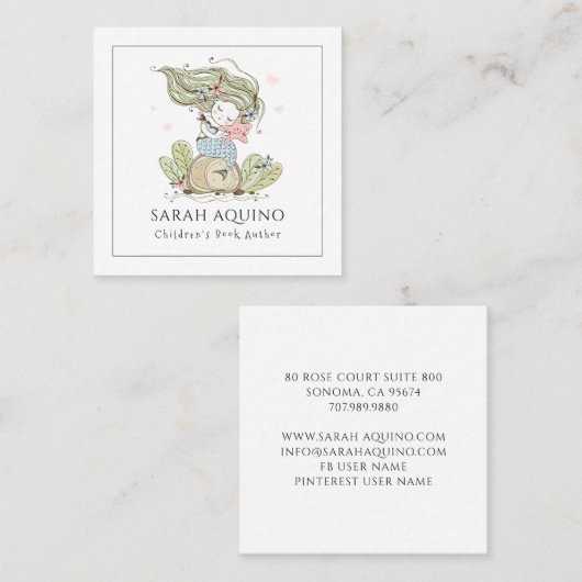 マーメイドお洒落チルドレンズブック作家スクエアB スクエア名刺 (正面/裏面)