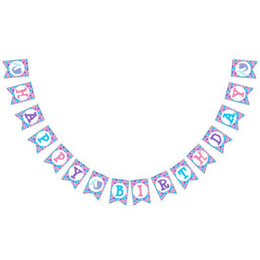 マーメイドお洒落テールハッピーバースデー バンティングフラッグ (全)