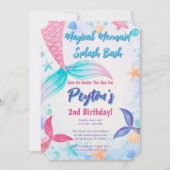 マーメイドお洒落テール誕生日パステル 招待状 (正面)