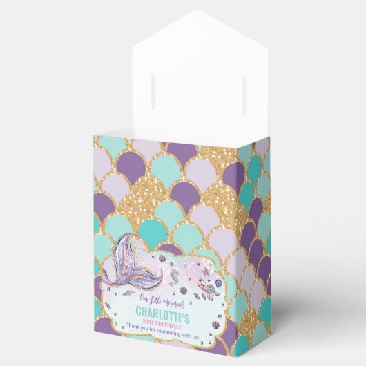 マーメイドお洒落テール1st誕生日ガールありがとう フェイバーボックス (オープン)