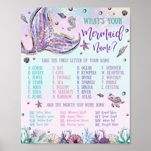 マーメイドお洒落ネーム誕生日ゲームとは ポスター (正面)