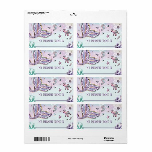 マーメイドお洒落ネーム誕生日ゲームとは ラベル (フルシート)