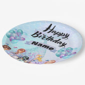 マーメイドお洒落パーティーデコール – 青と紫 ペーパープレート (アングル)